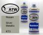 Preview: Nissan, Silver Metallic, KT3: 400ml Sprühdose + 400ml Klarlack - Set, von ATW Autoteile West.